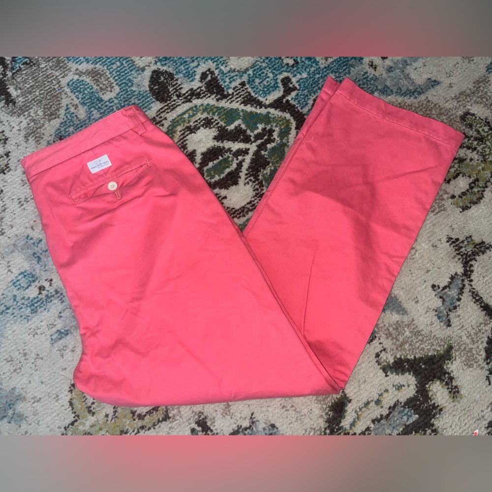 Vineyard Vines 36x30 Club Pant Pink Coral Straight Leg Flat Front Cotton Whale